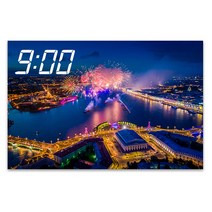 LED 시계 캔버스 프린팅 액자 600 x 400 mm, 옵션29