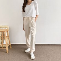 헤이진 여성용 무지 밴딩 조거 팬츠