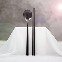 라온누리 리얼심플 수저 세트, 블랙, 숟가락 4p + 젓가락 4p