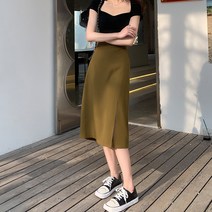 MA 프렌치 트임 허리밴딩 스커트 카키 3XL