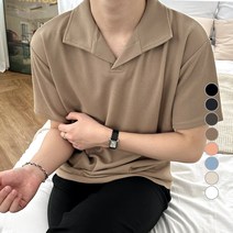 제제 남성용 오픈 카라 반팔 니트티