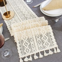 마켓감성 레이스 테이블 러너, 화이트, 24 x 180 cm