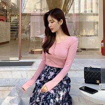 베니토 여성용 에딧 브이넥 슬림 골지 티