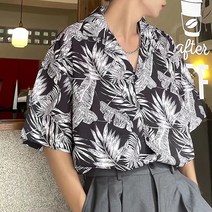남성용 블랙101 아빌로스 오버핏 하와이안 셔츠 B234MF00008