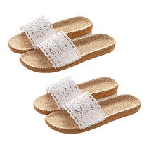 에버하우스 레이스 린넨실내화 2p, 화이트