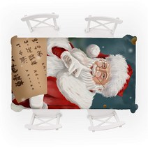호호호 산타클로스 해피 크리스마스 테이블커버 식탁보, 타입D, 140 x 140 cm