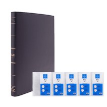 인디 가띠 바인더형 클리어파일 HG3507 40매 + A4 리필속지 Eh0300 0.8mm 20매 x 5p 세트, 흑색, 1세트