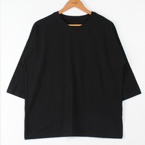 빼빼 여성용 라운드넥 7부 슬럽 면 티셔츠