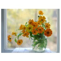 케이엠엘리 3D 사각 보석십자수 DIY 30 x 20 cm, 노란 야생화, 1개