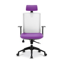 체어포커스 컴즈 블랙바디 메쉬 의자 CT800BK, 화이트 + 바이올렛