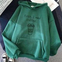 아이 니드 커피 카페인 포인트 임산부 루즈핏 후드티