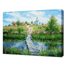 에코솔 셀프페인팅 28색 풍경화 DIY 명화 그리기 40 x 50 cm, 에이번리 마을의 여름-교회가는 길