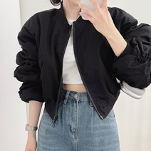 아이엠베스트 여성용 히피 셔링 크롭 항공 점퍼