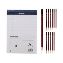 시그니처 리갈패드 A5 5p + 유니볼 연필 3H 12p, 화이트(리갈패드), 1세트