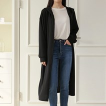 후니네 여성용 오픈 후드 롱 가디건