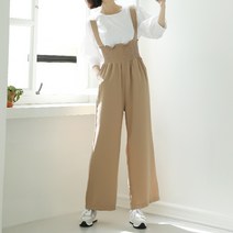 빼빼 여성용 나시 허리밴딩 와이드 점프수트