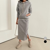 세컨그라운드 여성용 기모 후드 + 스커트 세트