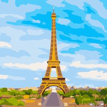 플레이어바웃 명화 그리기 DIY 세트 에펠탑 여행 피포페인팅 20 x 20 cm, 혼합색상