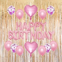 마켓감성 생일 축하 파티 커튼 세트, 핑크, 골드, 1세트