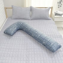 마벨러스 마이크로화이바 L자 바디필로우 솜포함, 타일블루