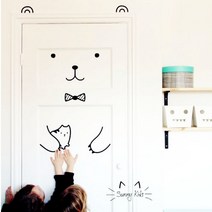 스토리빙 방 인테리어 동물 문 스티커 곰, 혼합색상