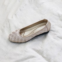 벨라노이 여성용 깔끔한 핫픽스 보석장식 사각코 발편한 웨지힐 플랫슈즈 4cm