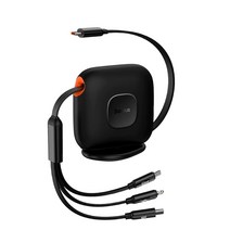 베이스어스 트랙션 시리즈 3in1 100W C타입-멀티단자 고속 충전 케이블, 170cm, 블랙
