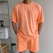 머시따 남성용 빈티지 피그먼트 오버핏 반팔티