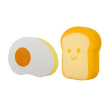 모모숲 주방 귀여운 스폰지 수세미 계란프라이 + 식빵 세트, 1세트