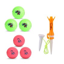 세인트나인 H 프리미엄 골프공 3피스 42.8mm 2종 x 3p + 골프티 세트, 그린, 핑크, 1세트