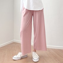 잘빠진 여성용 모모 찰랑 밴딩 와이드 팬츠