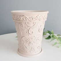 모리앤 엔틱 플라워 원형플라스틱화분 821, 아이보리