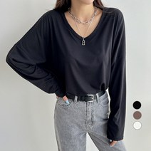 세컨그라운드 여성용 스텐다드 유넥 긴팔 티셔츠