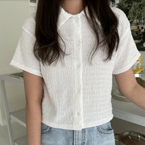 여성용 테일론 펀칭 카라 블라우스