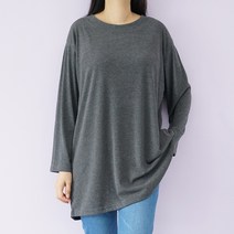 빅걸스토리 여성용 망고 베이직 데일리 긴팔 스판 캐주얼 롱 티셔츠