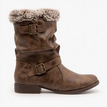 빈슈 여성용 더블 버클 미들 부츠