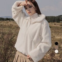 어썸어라운드 여성용 부드러운 카라 퍼 자켓