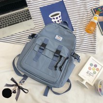 여성용 심플 대용량 데일리 백팩 + 가방고리 세트 B112