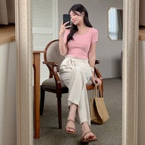 엔비룩 여성용 이벨 밴딩 린넨 팬츠