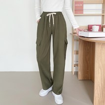 가비진 여성용 기모 밴드 스판 카고 롱기장 일자핏 팬츠 jb102