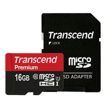 트랜센드 Premium UHS-I 마이크로SD 메모리카드 + 어댑터 세트 TS16GUSDU1, 16GB