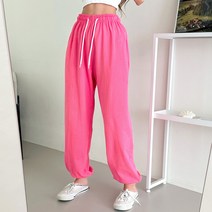 여성용 비비드 와이드 힙 미니쭈리 조거팬츠