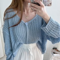 여성용 원버튼 뜨개 가디건