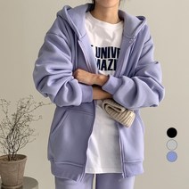 무드인더 여성용 루즈핏 기모 후드집업