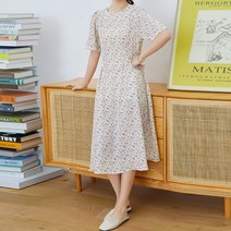 디어로라 여성용 플라워 다트 쉬폰 롱 원피스