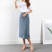 나인뮤즈 여성용 린넨 밴딩 스커트