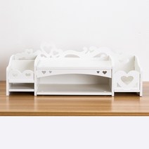 하트 뿅뿅 공주풍 수납 모니터 받침대 YT_RC292, 화이트