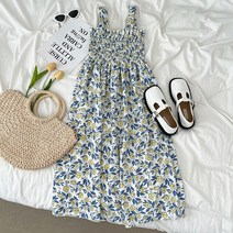 앤드스타일 여성용 플라워 스모크 나시 바캉스원피스 260749