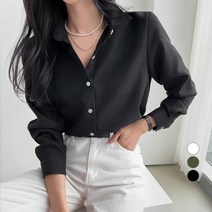 세컨그라운드 여성용 루즈핏 기모 베이직 셔츠