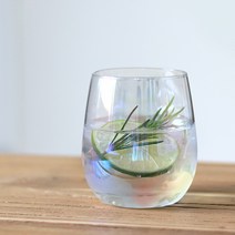 코지테이블 미스틱 오로라 프리즘 홀로그램 글라스 플레인 언더락 360ml, 4개